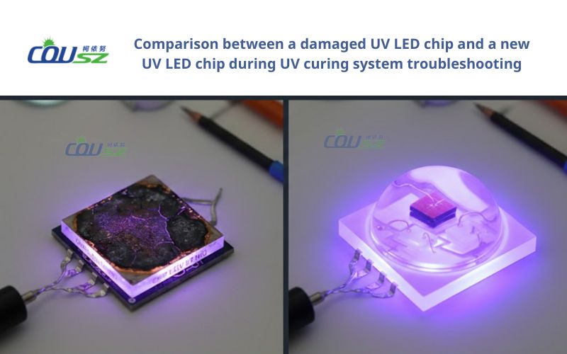 So Sánh Chip Uv Led Bị Hỏng Và Chip Uv Led Hoạt động Bình Thường
