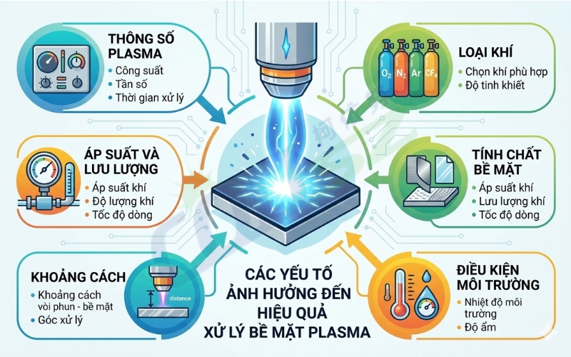 Các Yếu Tố ảnh Hưởng đến Hiệu Quả Xử Lý Bề Mặt Plasma