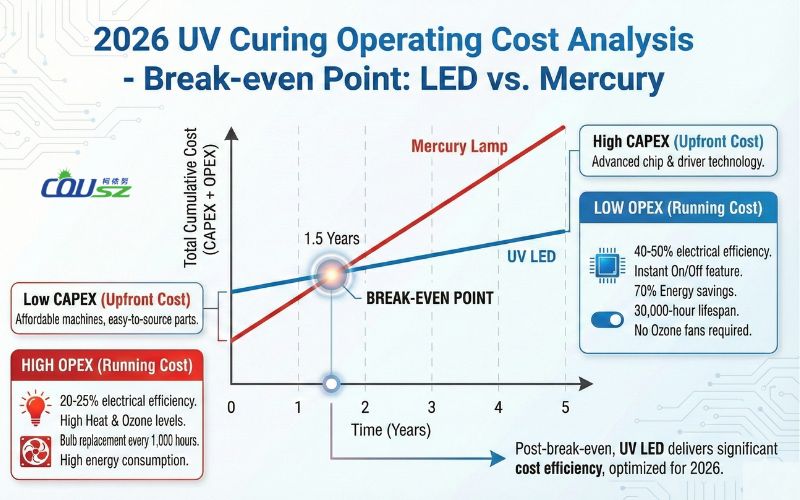 Financial Graph Analyzing The Operating Costs Of Uv Curing Systems In 2026.