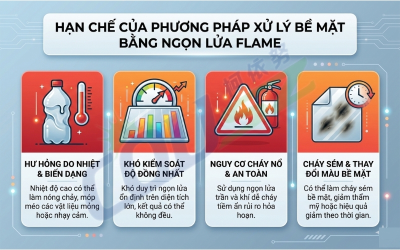 Hạn Chế Của Phương Pháp Xử Lý Bề Mặt Bằng Lửa Flame