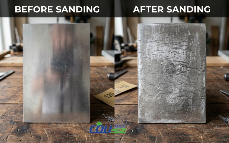 An Aluminum Surface Severely Damaged By Mechanical Sanding