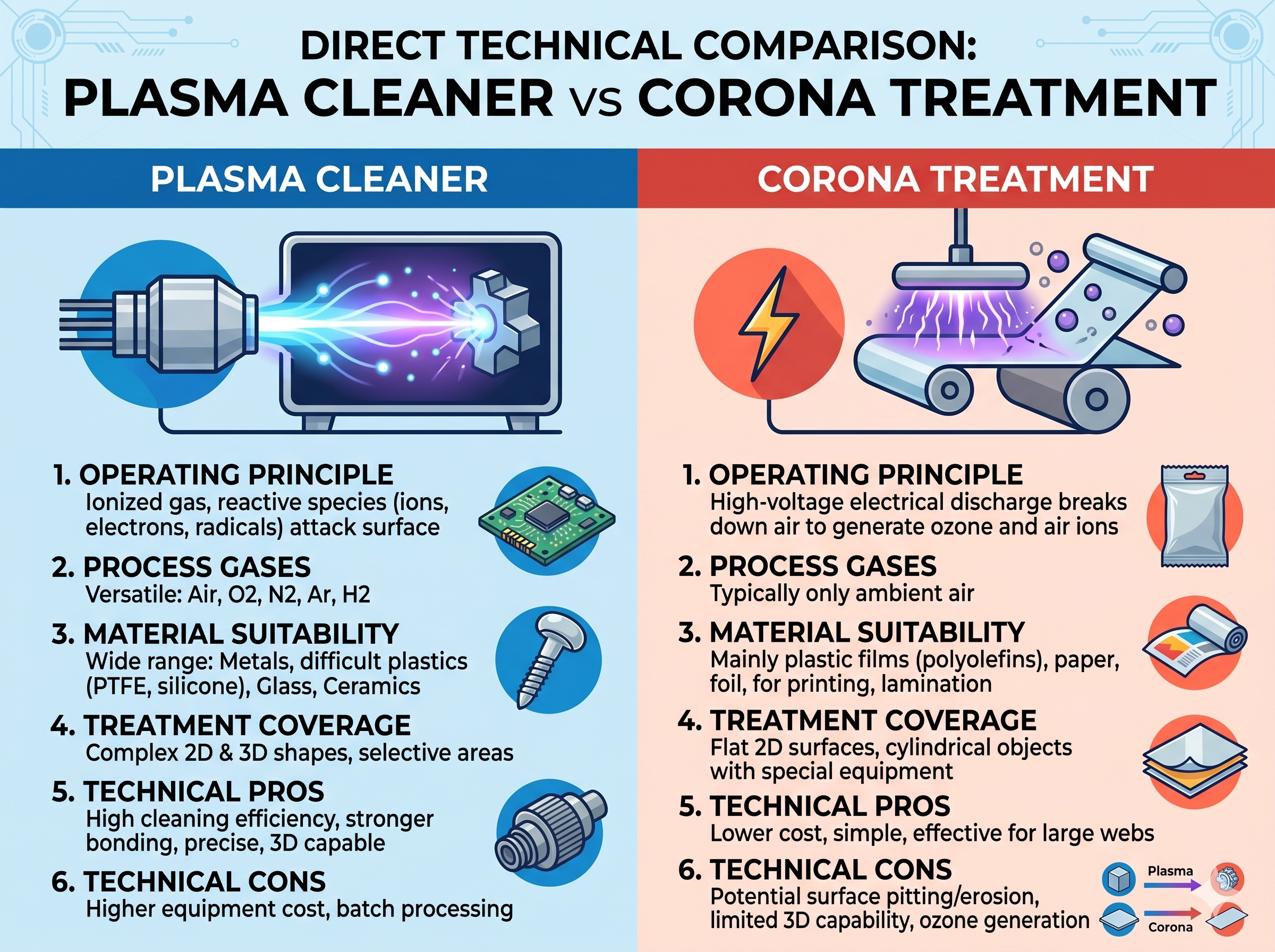 Direct Technical Comparison - Plasma Cleaner Vs Corona Treatment