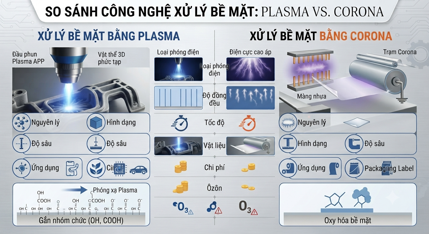 Xử Lý Bề Mặt Bằng Plasma Với Corona
