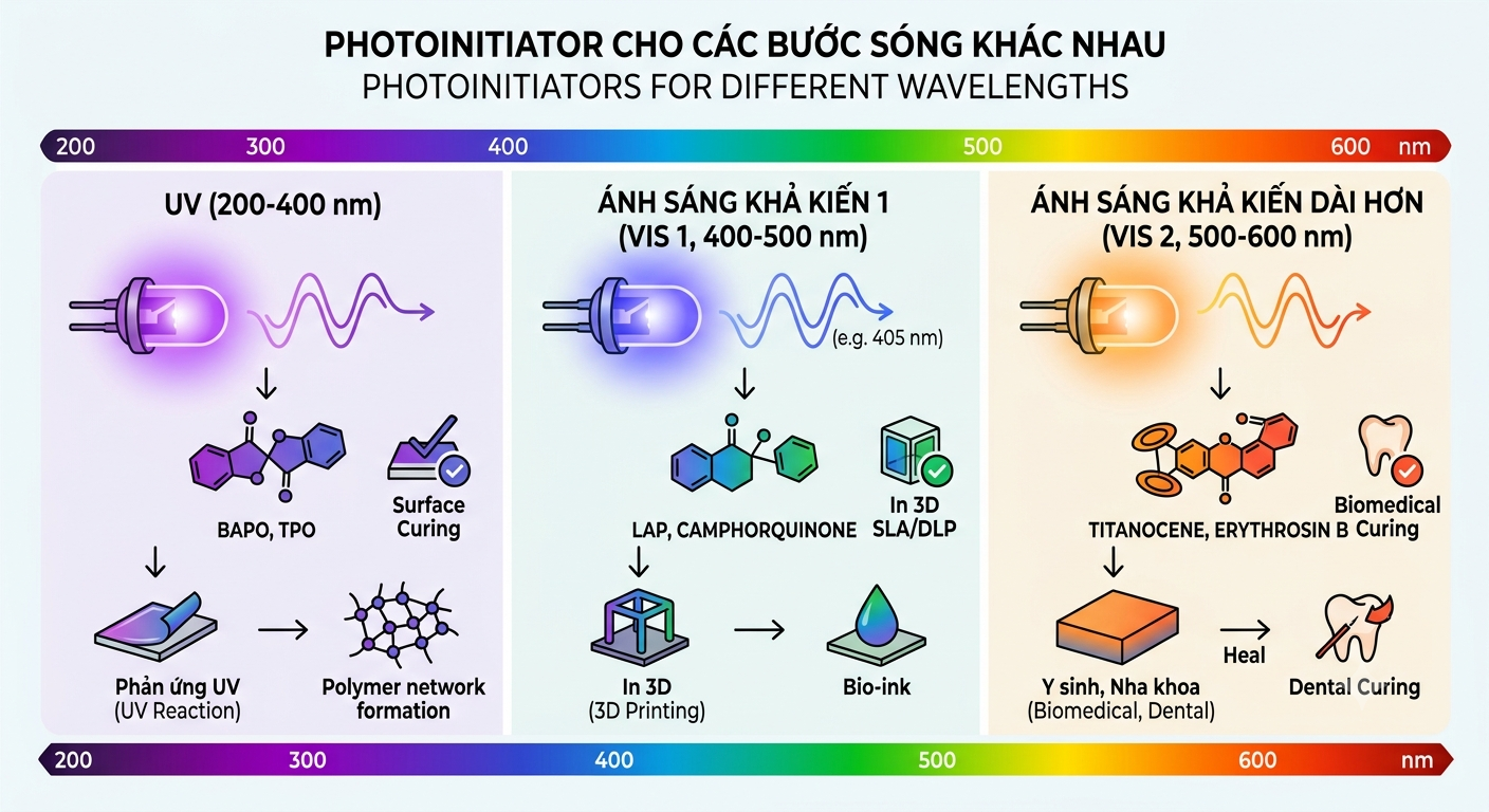 Chất Hoạt Hoá Quang Học Cho Các Bước Sóng Khác Nhau Của Uv Led